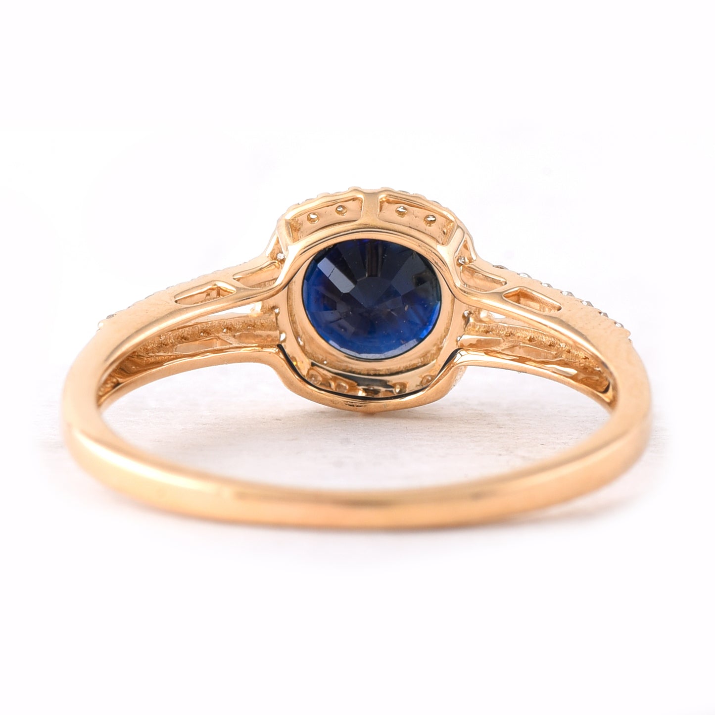 1.29 Ct Round Mixed Cut Natural Sapphire 14K Gold Ring