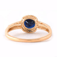 1.29 Ct Round Mixed Cut Natural Sapphire 14K Gold Ring
