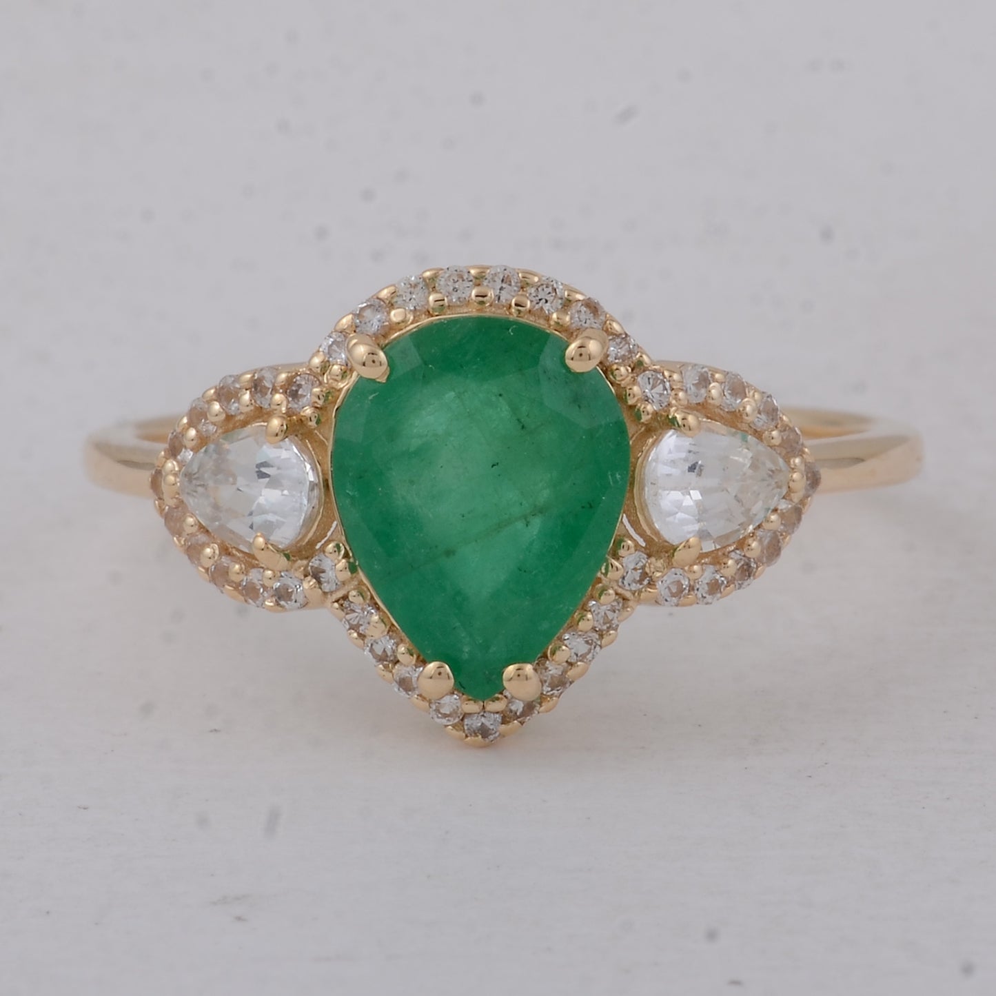 1.98 Ct Pear Emerald 9K Gold Ring