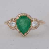 1.98 Ct Pear Emerald 9K Gold Ring