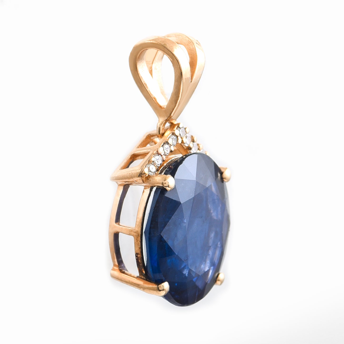 3.91 Ct Oval Sapphire 14K Gold Pendant