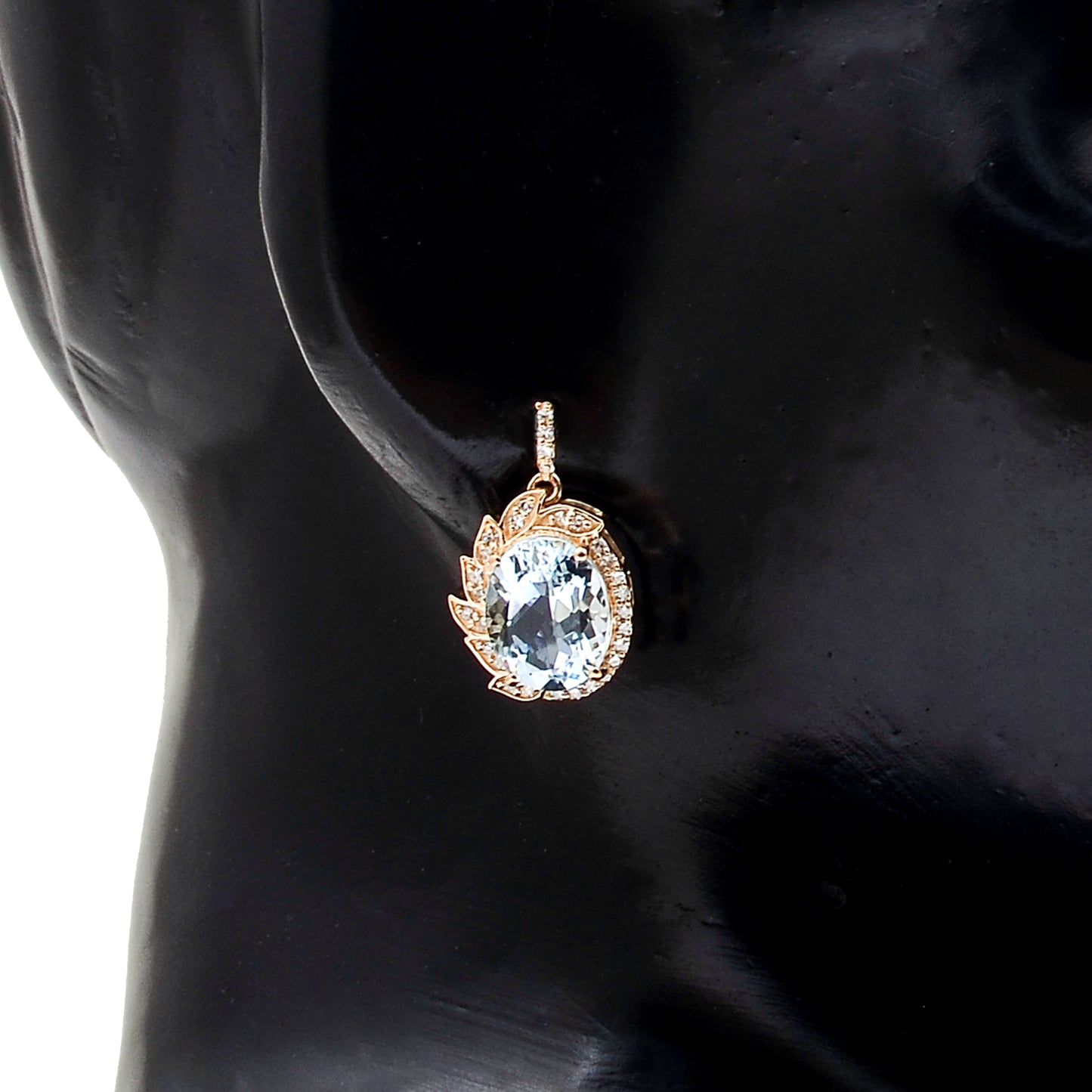 3.67 Ct Oval Natural Aquamarine 14K Gold Earrings