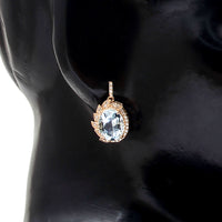 3.67 Ct Oval Natural Aquamarine 14K Gold Earrings