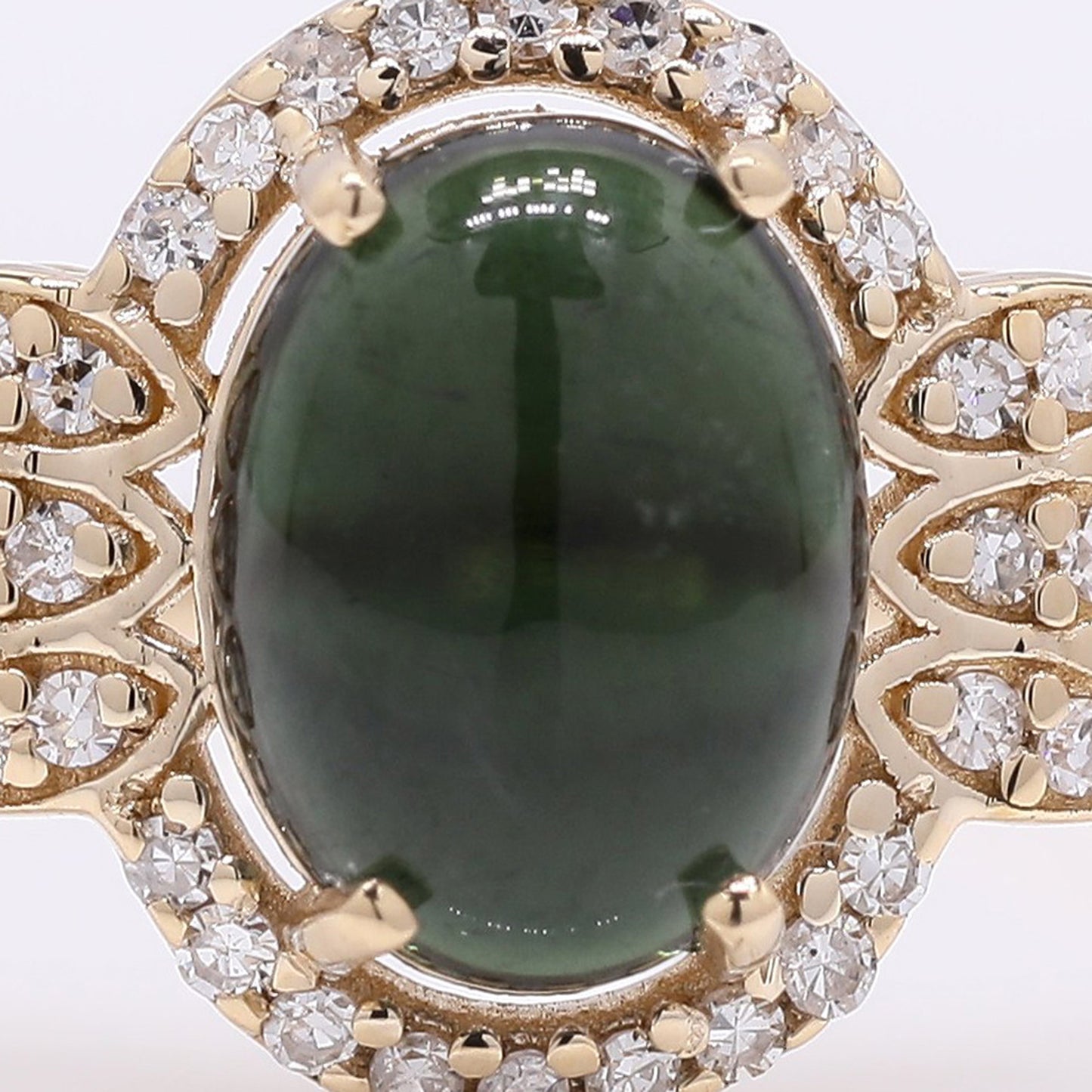 1.68 Ct Oval Cabochon Cut Natural Tourmaline 14K Gold Ring