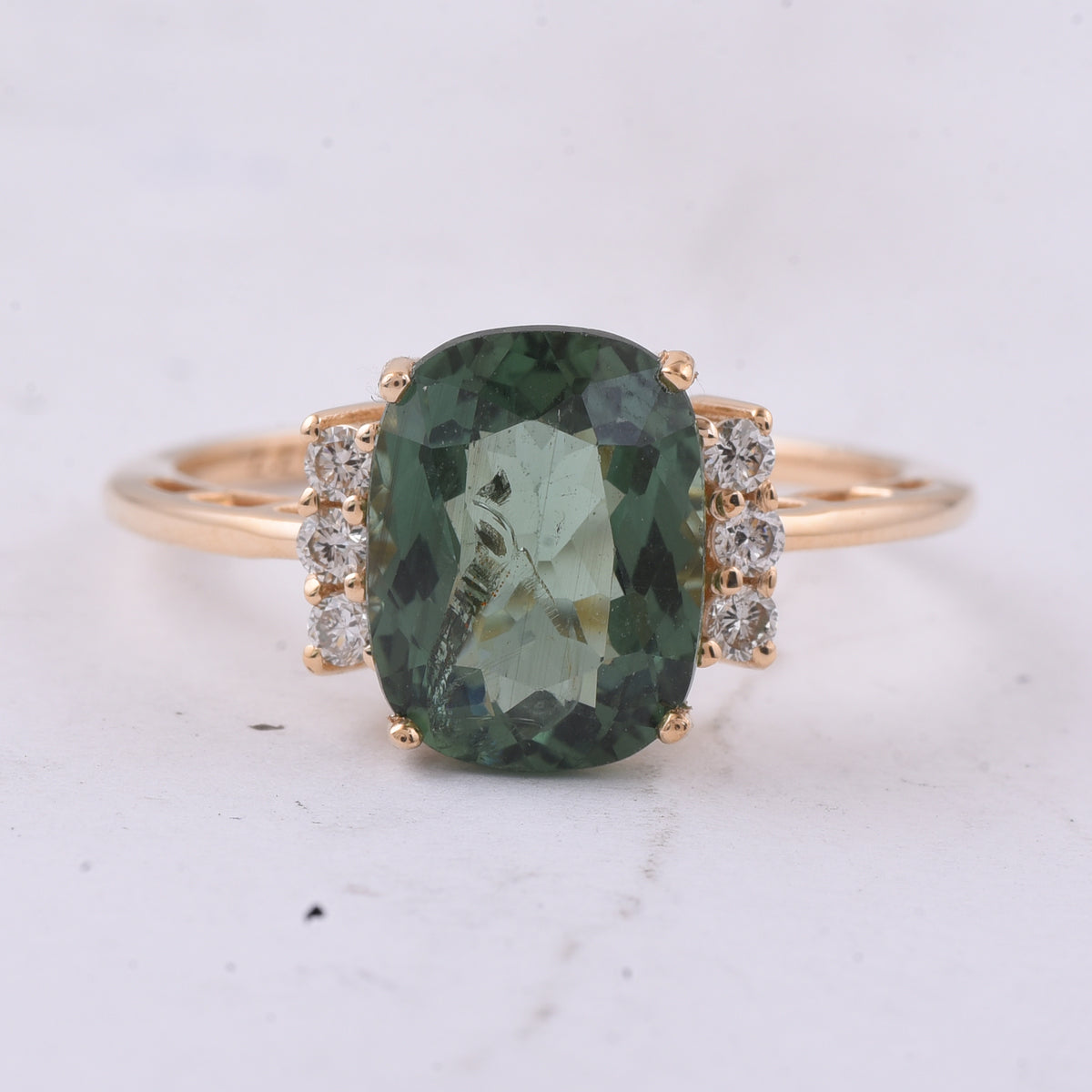 3.24 Ct Cushion Natural Apatite 14K Gold Ring