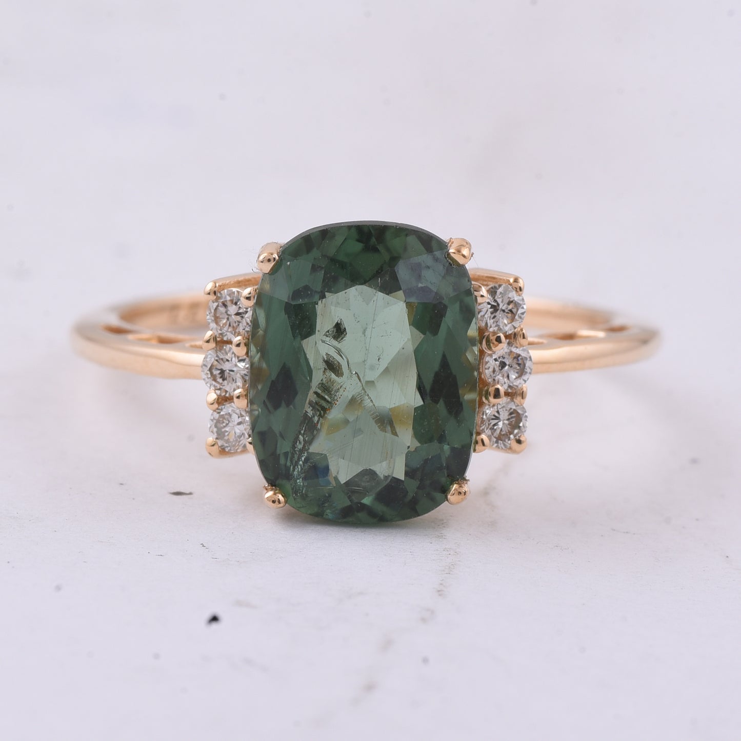 3.24 Ct Cushion Natural Apatite 14K Gold Ring