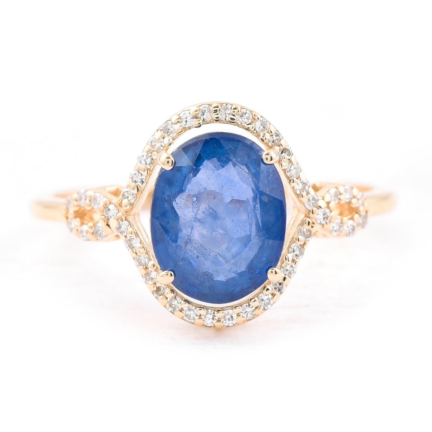 2.33 Ct Oval Mixed Cut Natural Sapphire 14K Gold Ring