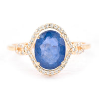 2.33 Ct Oval Mixed Cut Natural Sapphire 14K Gold Ring