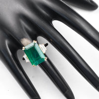 13.16 Ct Octagonal Step Cut Natural Beryl Emerald 18K Gold Ring
