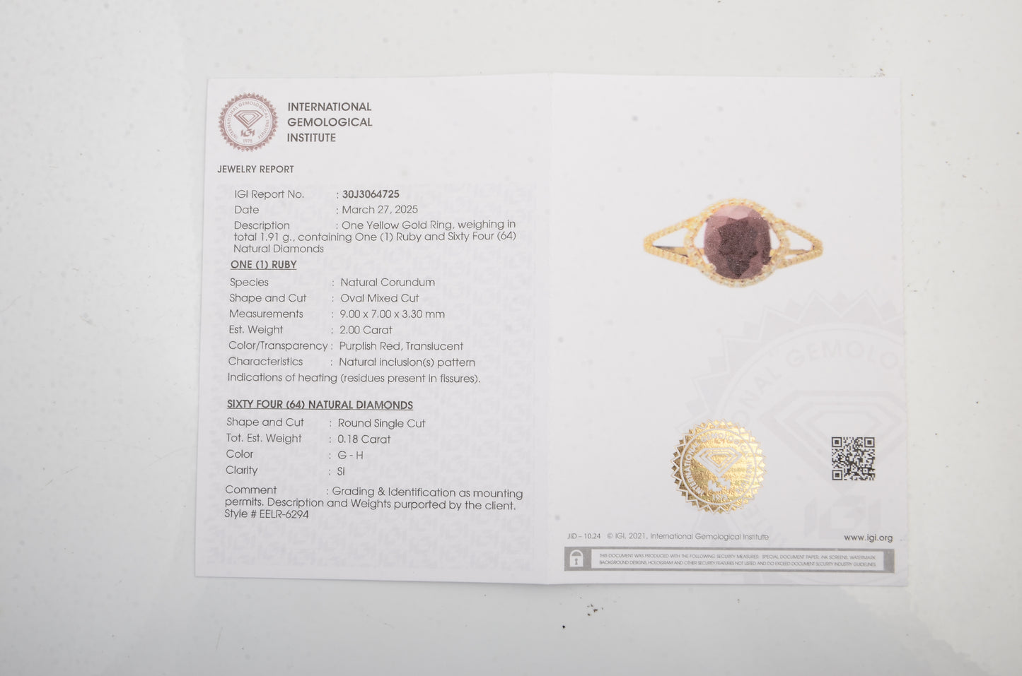 2.18 Ct Natural Codundum Ruby 14K Gold Ring