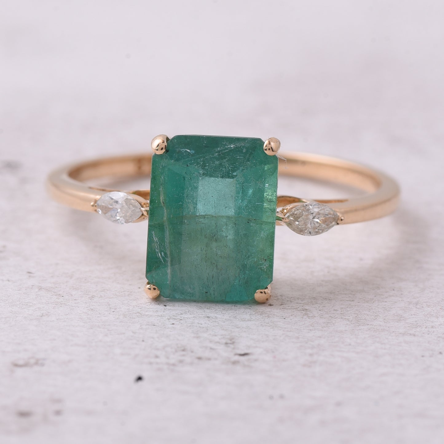 1.90 Ct Octagon Step Cut Natural Emerald 14K Gold Ring