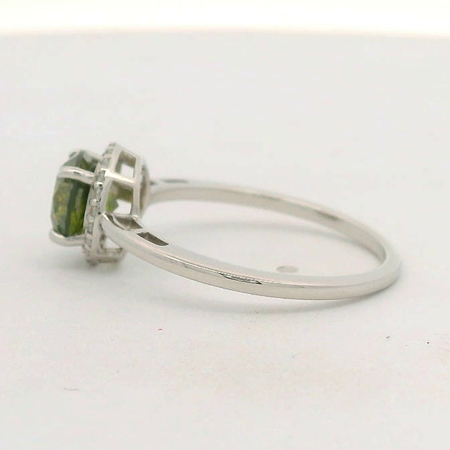 1.33 Ct Round Green Diamond 950 Platinum Ring