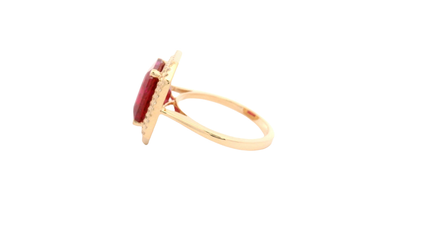6.50 Ct Octagon Lab Grown Ruby 14K Gold Ring