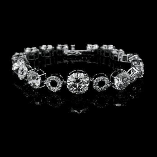 27.29 Ct Round Lab Grown Diamond 14K Gold Bracelet