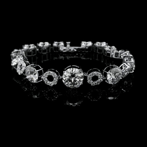 27.29 Ct Round Lab Grown Diamond 14K Gold Bracelet