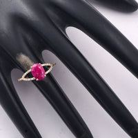 1.31 Ct Oval Mixed Cut Natural Ruby 14K Gold Ring