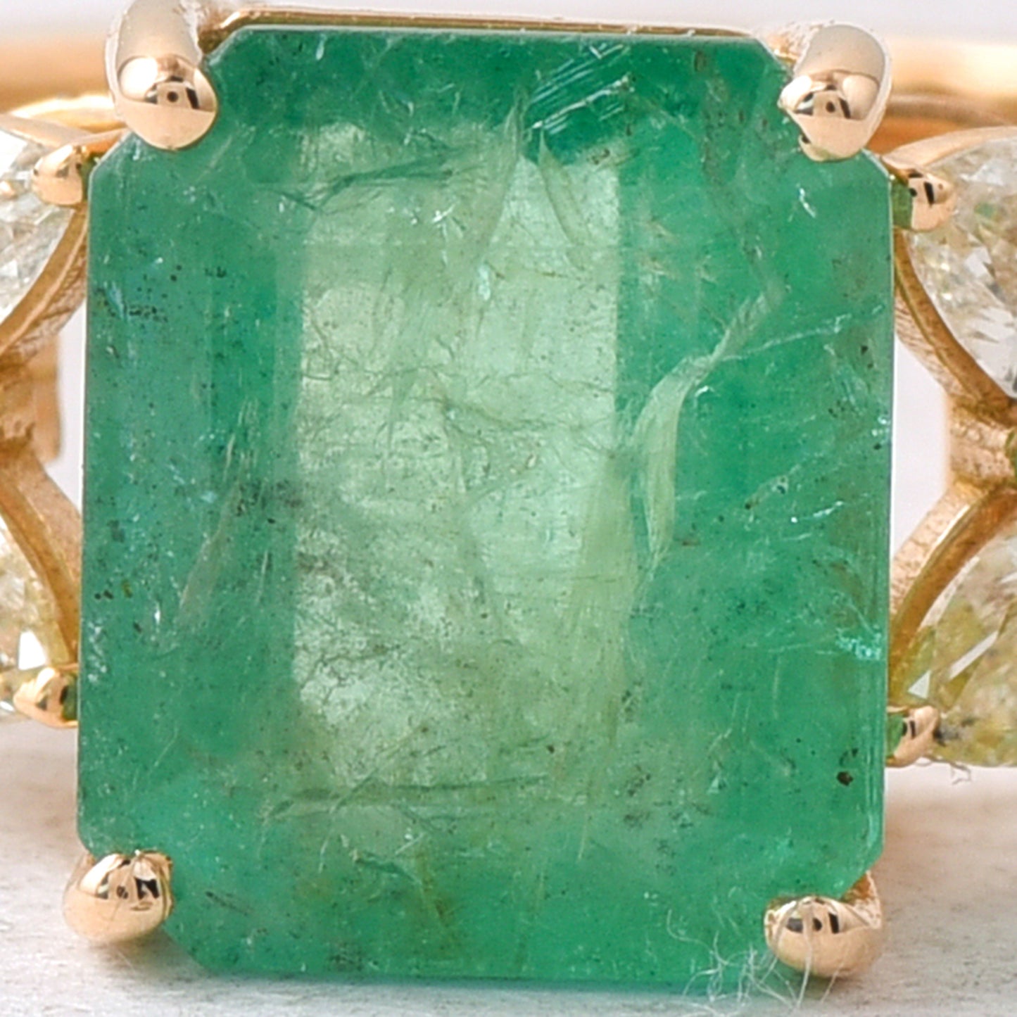 2.21 Ct Octagon Step Cut Natural Emerald 14K Gold Ring