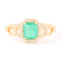 1.05 Ct Octagon Step Cut Natural Emerald 14K Gold Ring