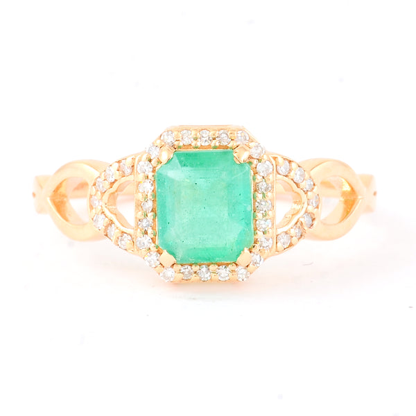 1.05 Ct Octagon Step Cut Natural Emerald 14K Gold Ring