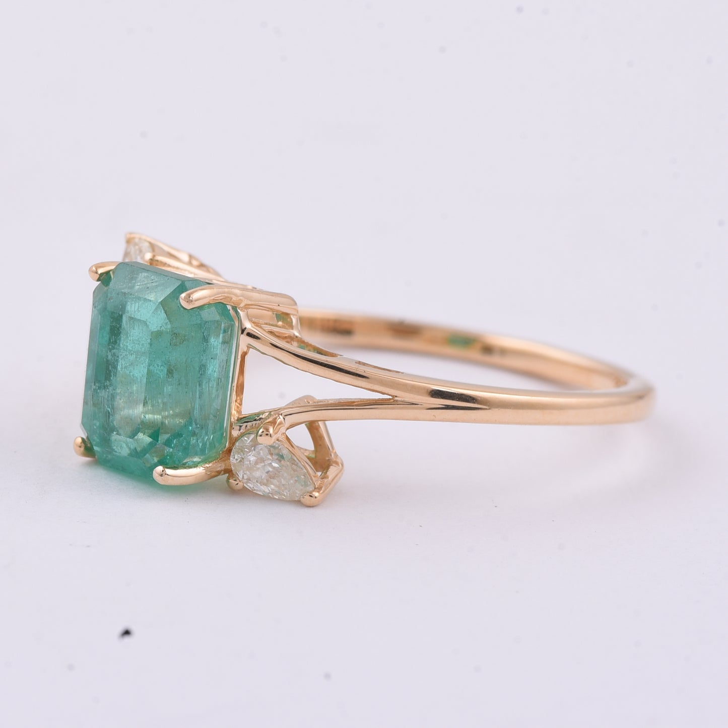 2.31 Ct Octagon Step Cut Natural Emerald 14K Gold Ring