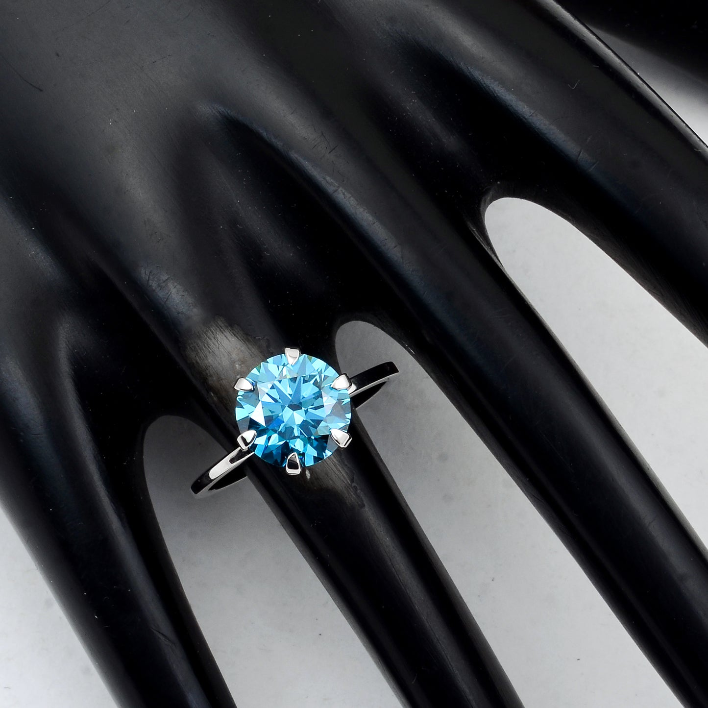 3.10 Carats Blue Lab Grown Diamond 14K Gold Ring
