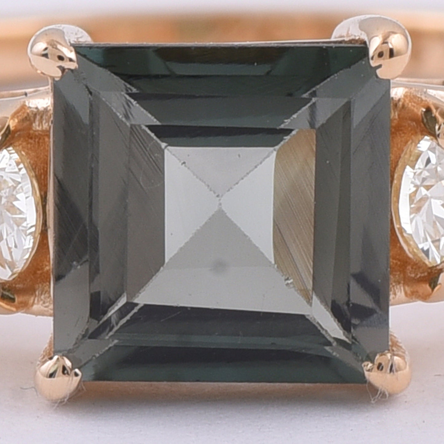 1.36 Ct Square Step Cut Natural Tourmaline 14K Gold Ring