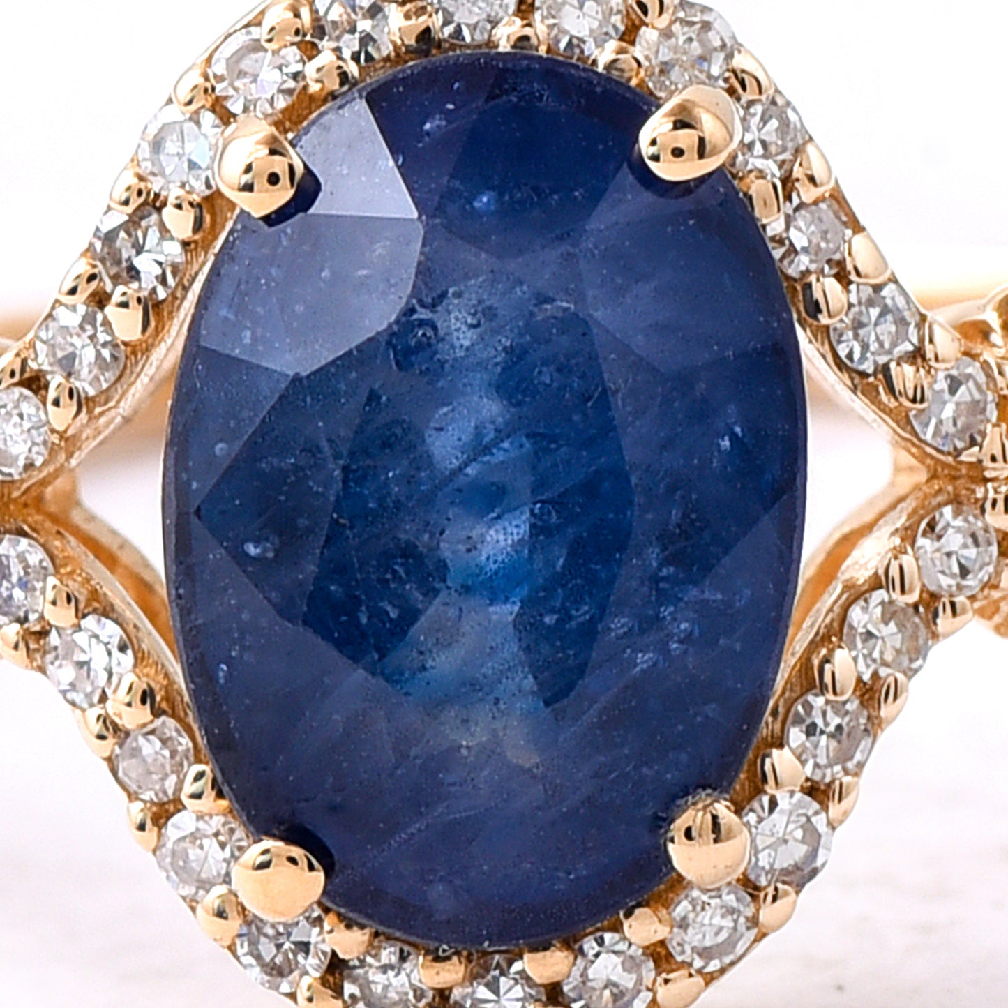 2.03 Ct Oval Mixed Cut Natural Sapphire 14K Gold Ring