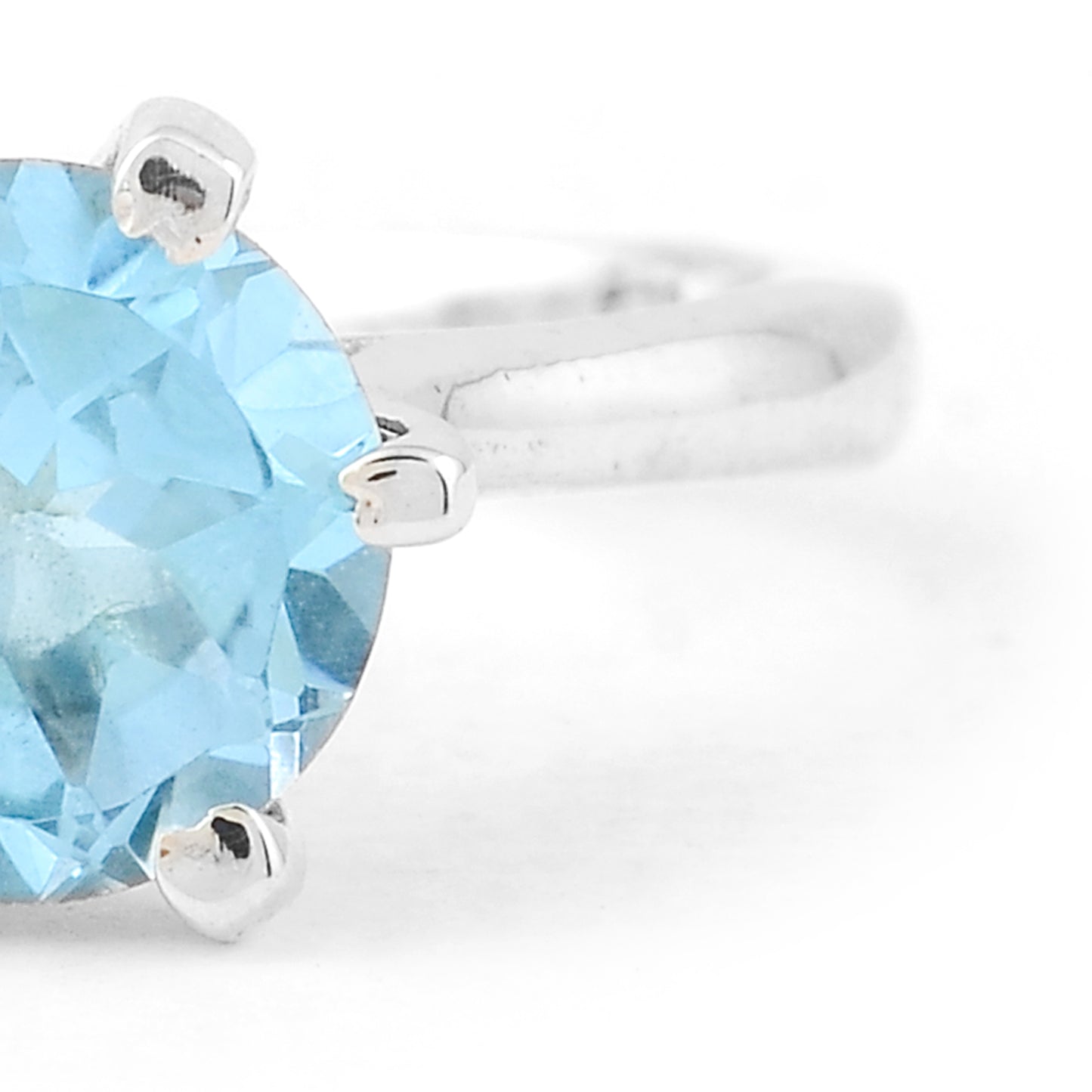 2.04 Ct Round Blue Topaz, 925 Sterling Silver Ring