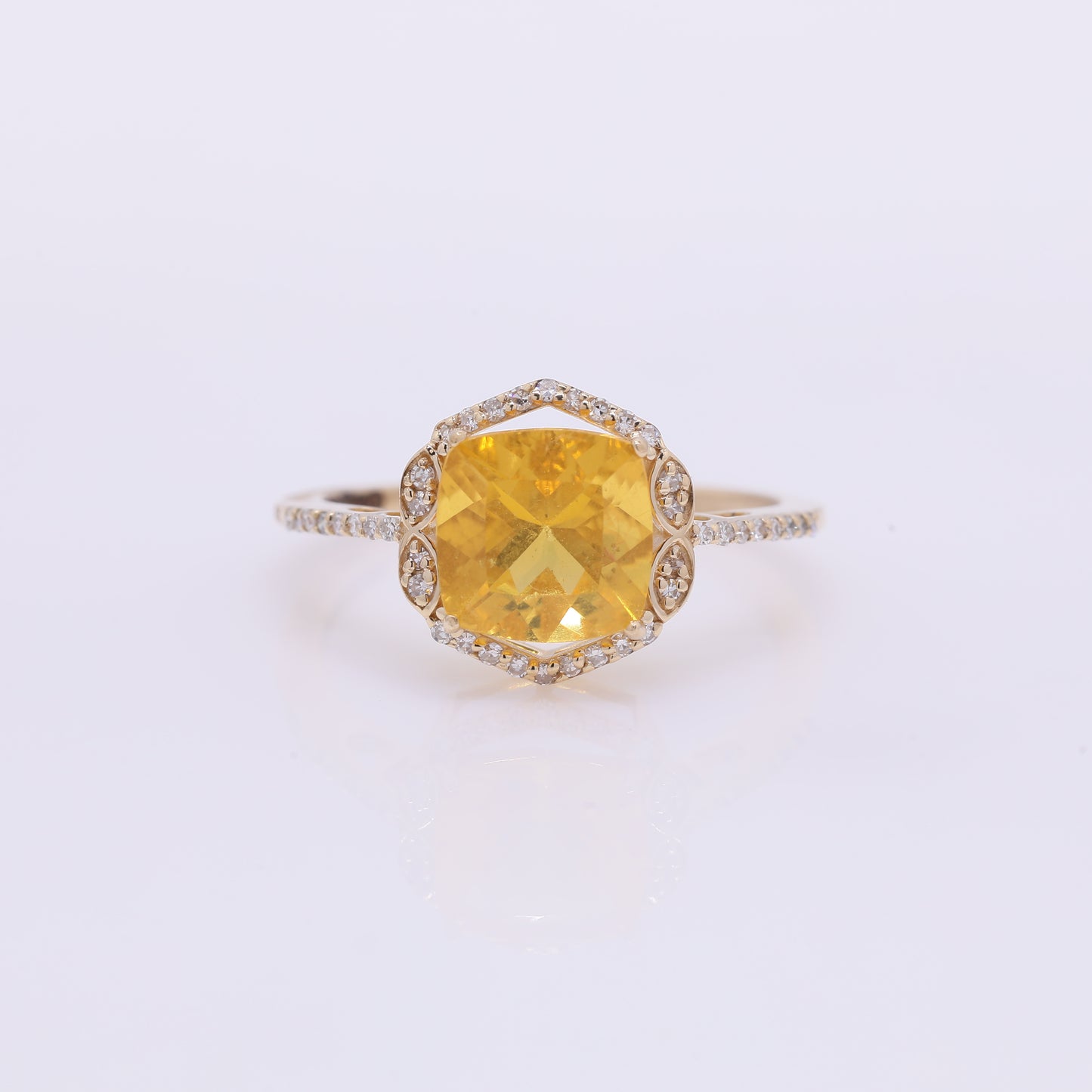 1.50 Ct Cushion Mixed Cut Natural Fire Opal 14K Gold Ring