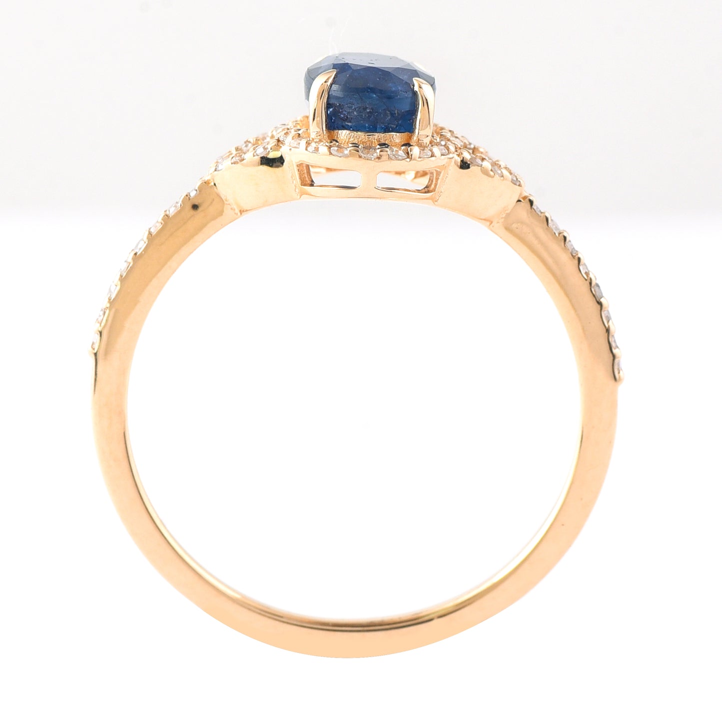 1.55 Ct Oval Mixed Cut Natural Sapphire 14K Gold Ring