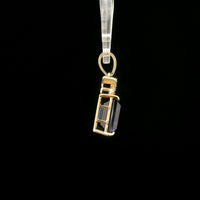 4.19 Ct Emerald Cut Lab Grown Sapphire 14K Gold Pendant