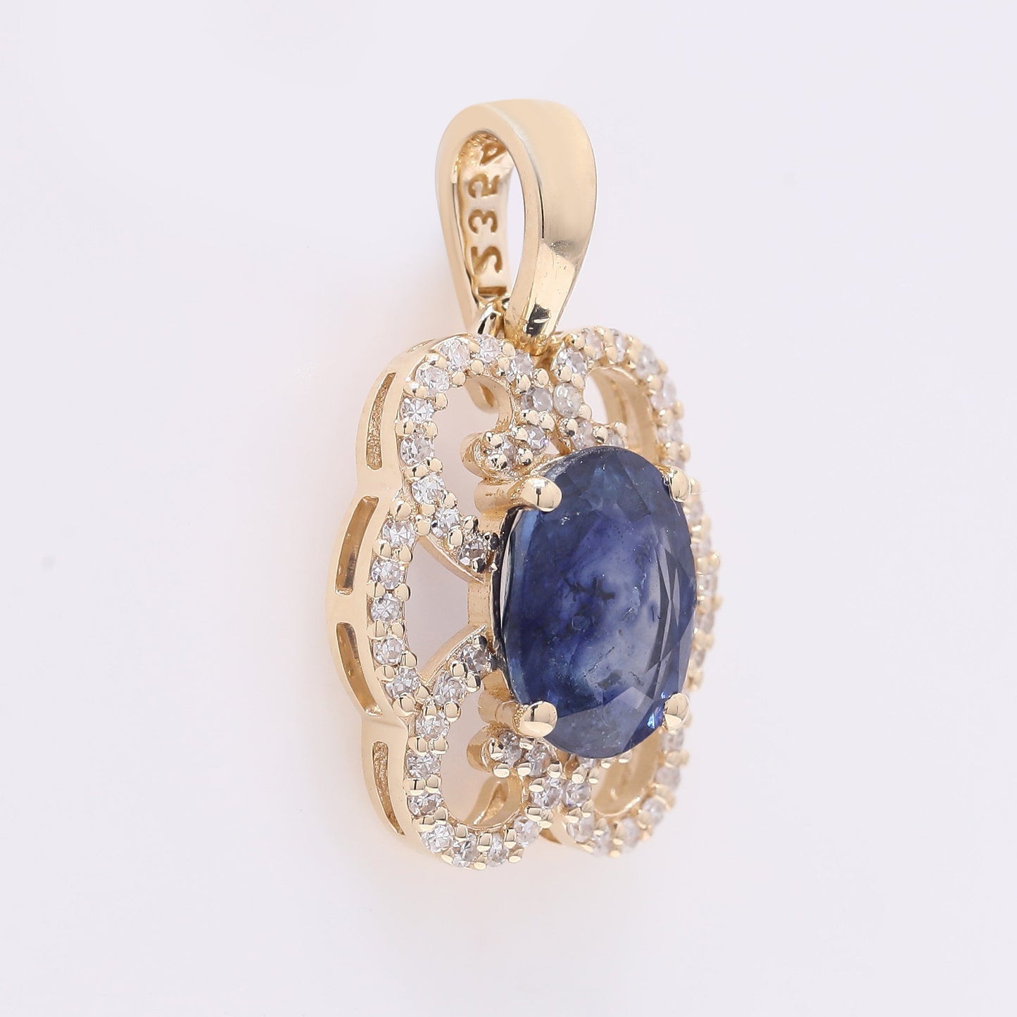 1.80 Ct Oval Mixed Cut Natural Sapphire 14K Gold Pendant