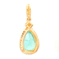 1.67 Ct Pear Mixed Cut Natural Emerald 14K Gold Pendant