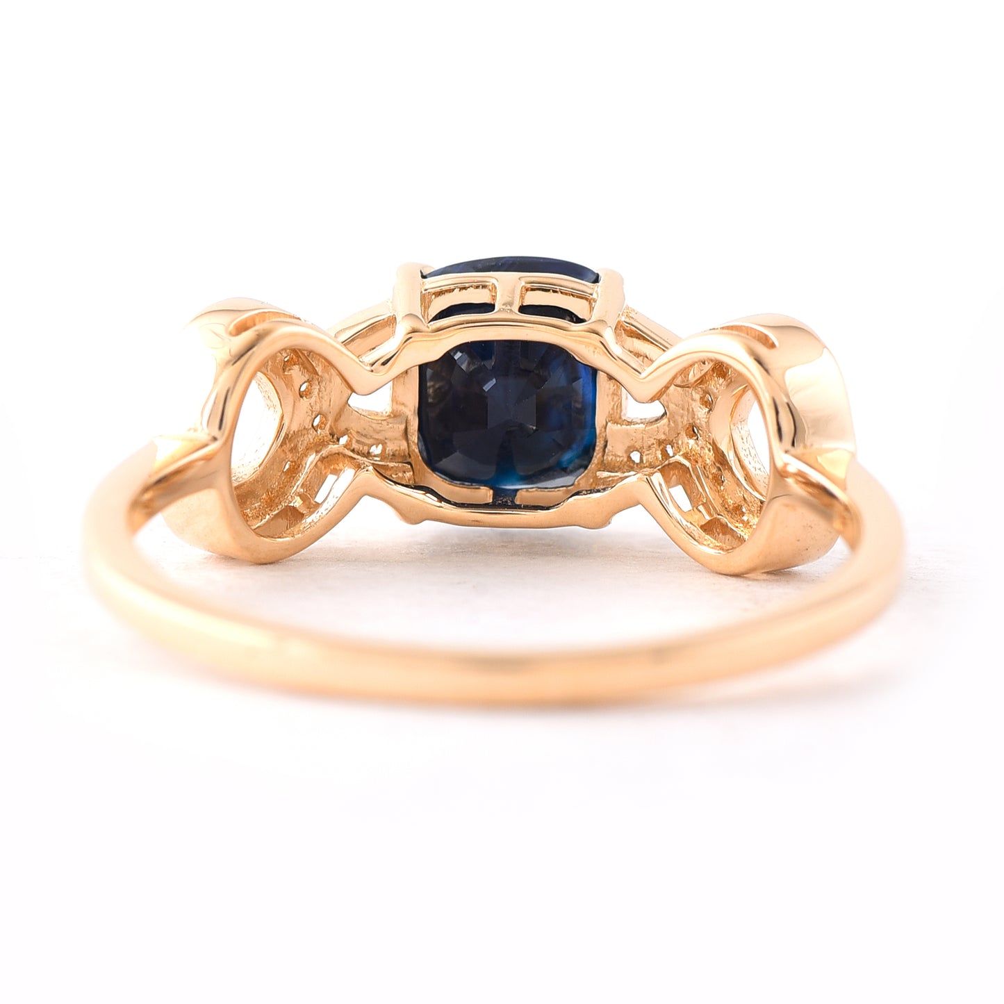 1.64 Ct Cushion Mixed Cut Natural Sapphire 14K Gold Ring