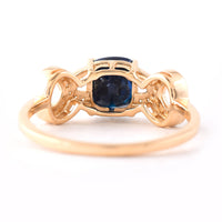 1.64 Ct Cushion Mixed Cut Natural Sapphire 14K Gold Ring