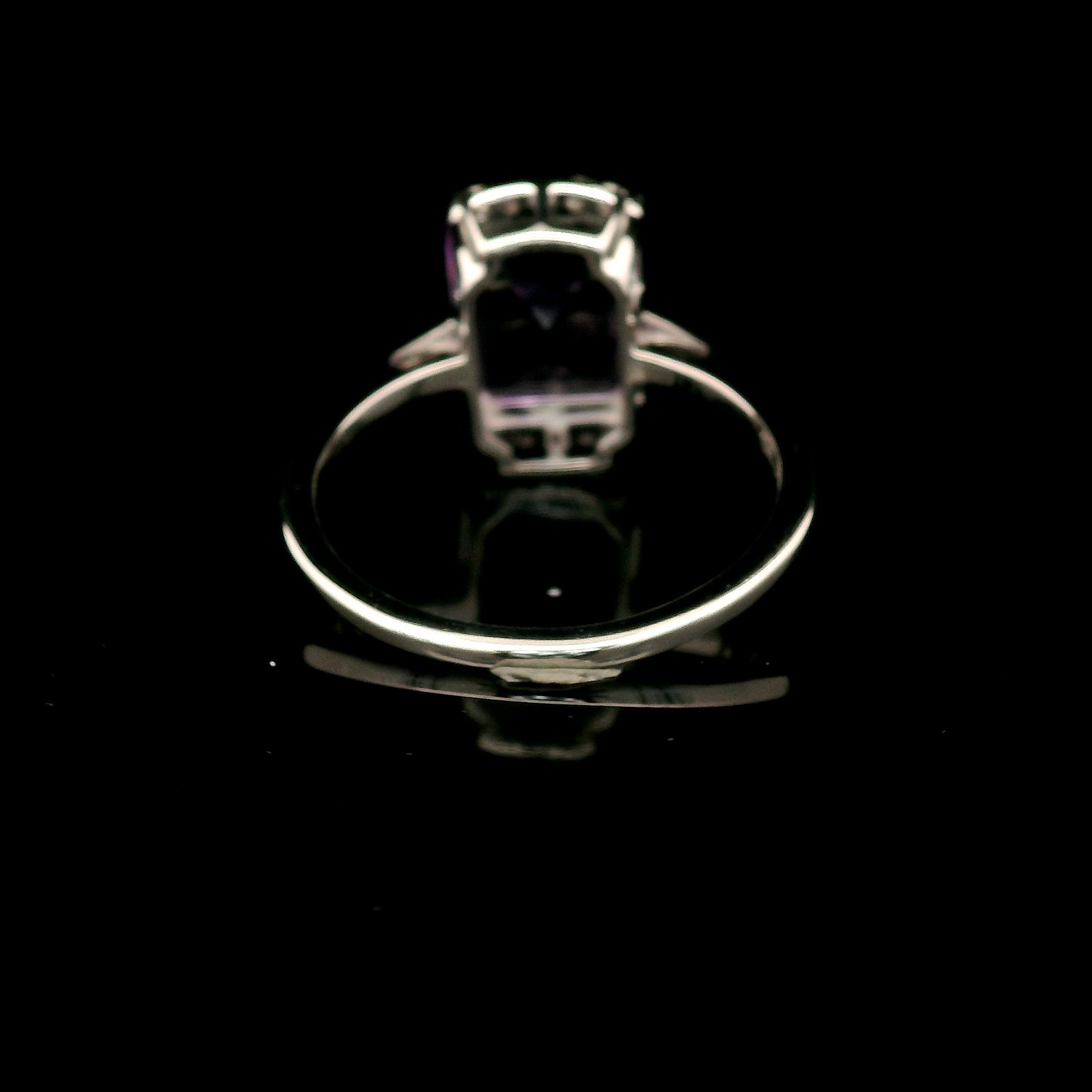 3.53 Ct Octagon Amethyst, White Zircon 925 Sterling Silver Ring