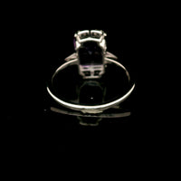 3.53 Ct Octagon Amethyst, White Zircon 925 Sterling Silver Ring