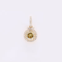 0.79 Ct Round Yellow Diamond 14K Gold Pendant