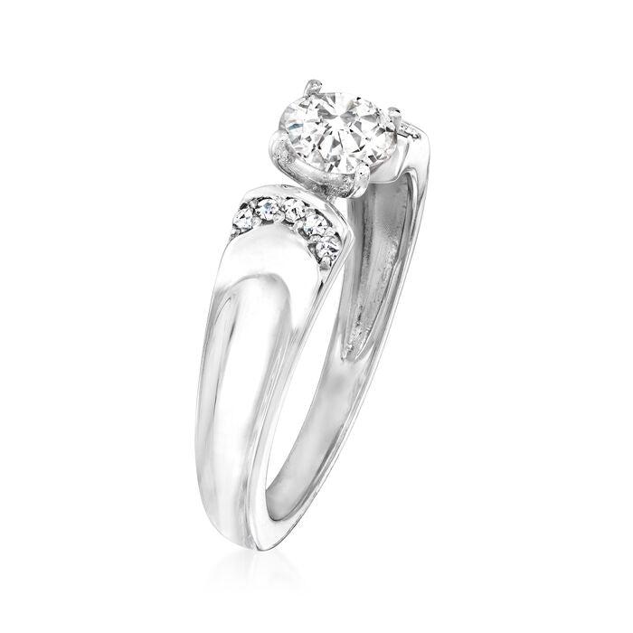 0.88 ct. t.w. Moissanite Ring in Sterling Silver. Size 8