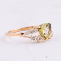 1.07 Ct Triangle Natural Green Tourmaline 14K Gold Ring