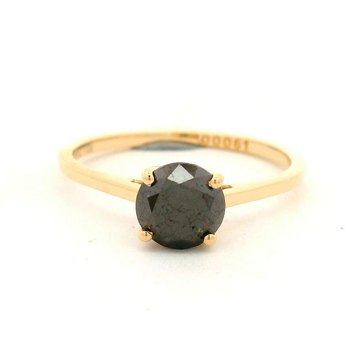 1.14 Ct Round Black Diamond 14K Gold Ring
