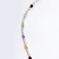 7.77 Ct Round Garnet, Peridot, Blue Topaz, Citrine, Amethyst 925 Sterling Silver Necklace