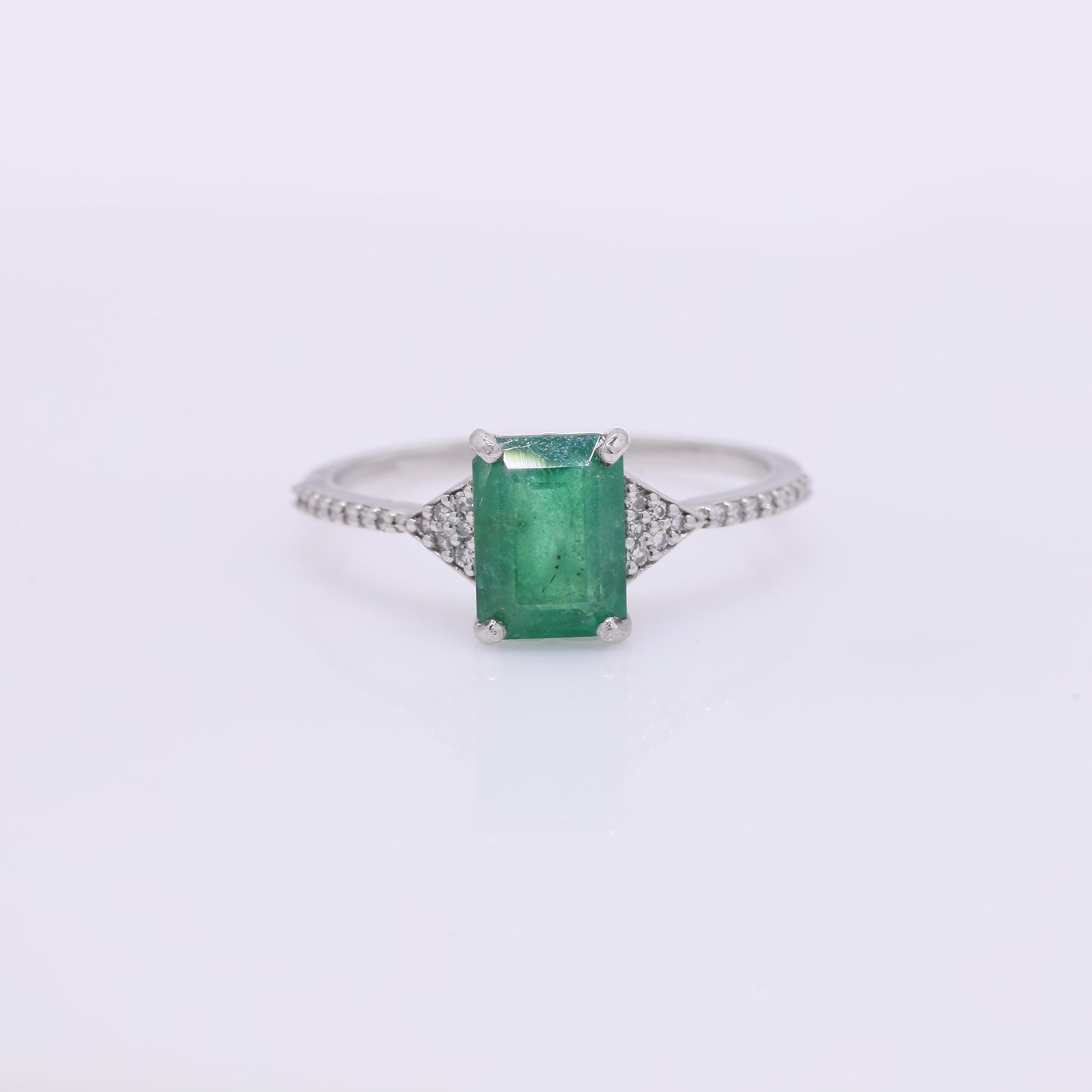 1.64 Ct Octagon Step Cut Natural Emerald 950 Platinum Ring