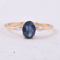 1.36 Ct Oval Natural Sapphire 14K Gold Ring