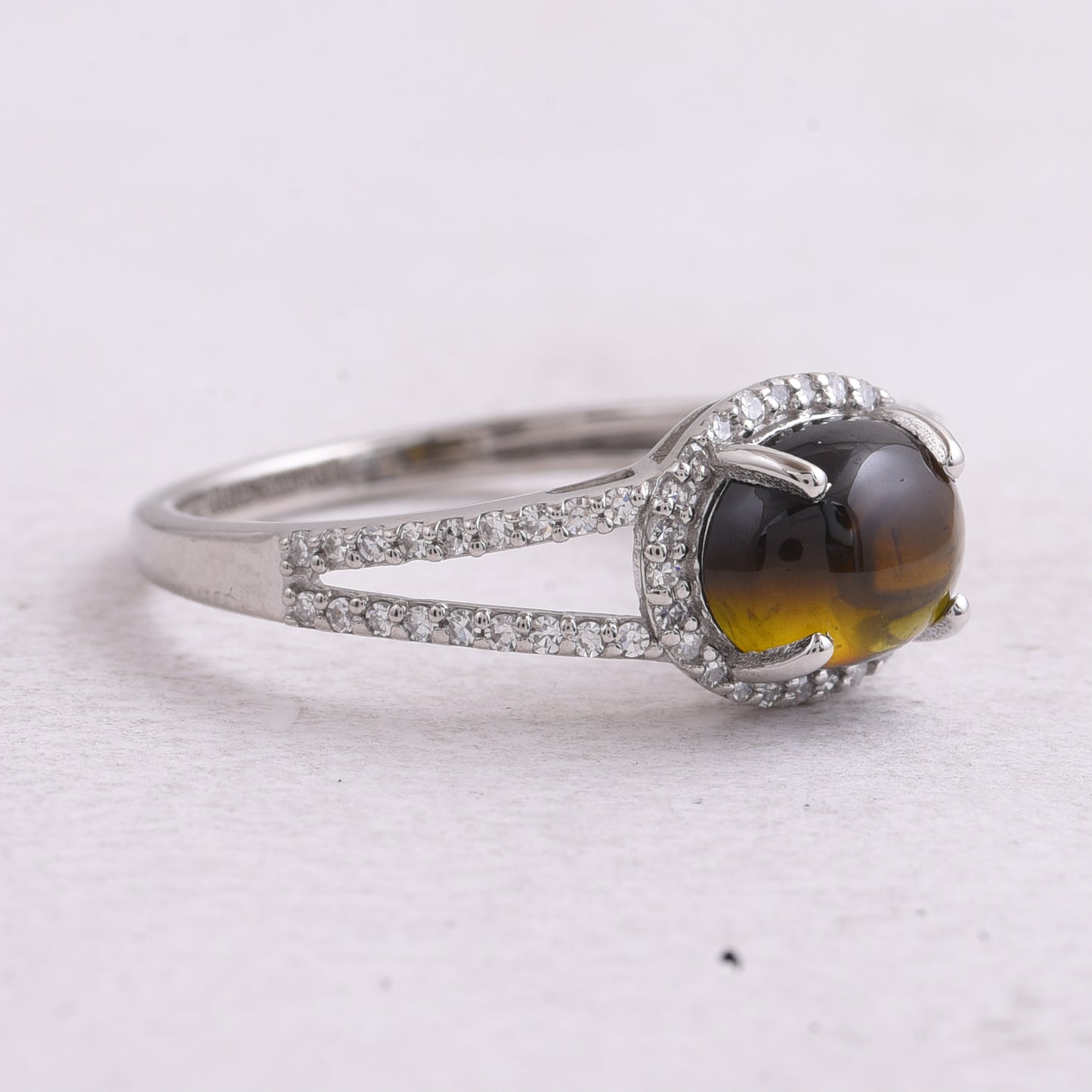 1.71 Ct Oval Cabochon Cut Natural Tourmaline 950 Platinum Ring