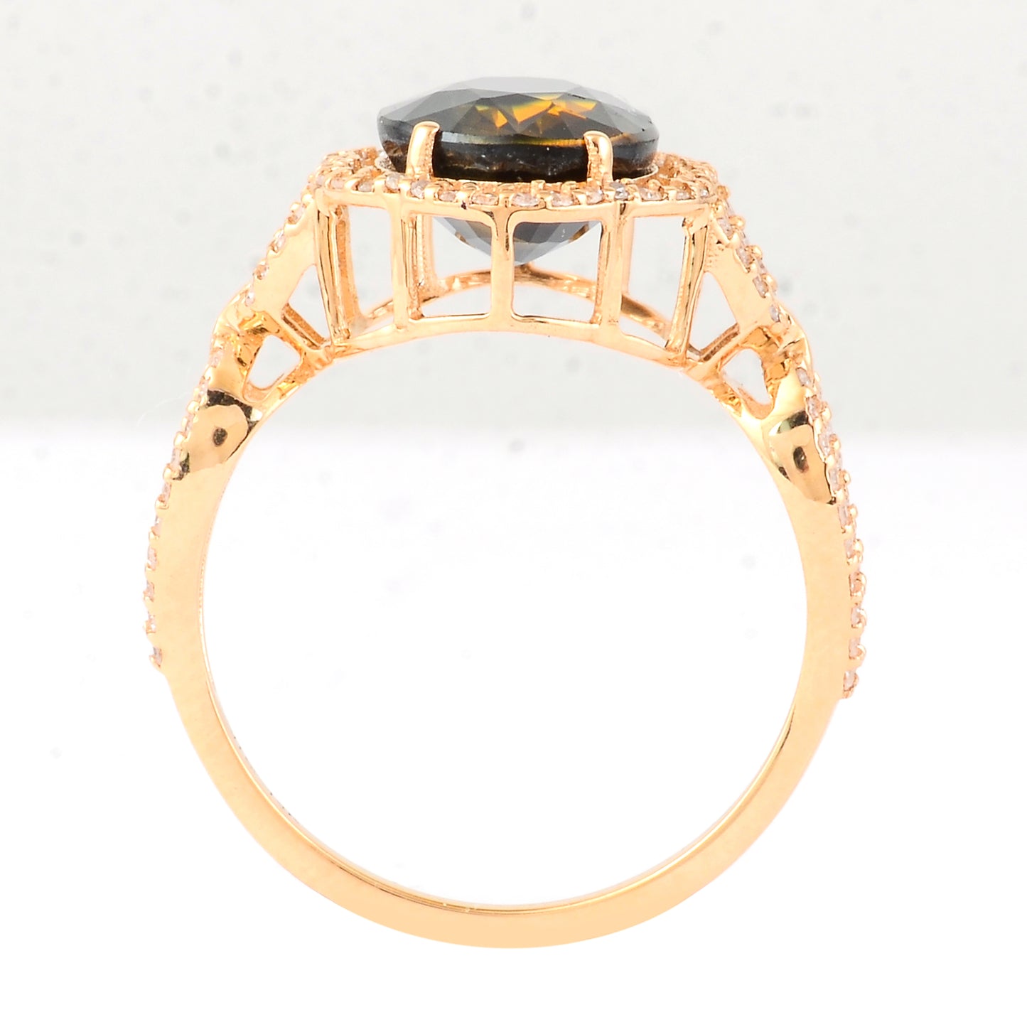 4.38 Ct Oval Mixed Cut Natural Bi Coloured Sapphire 14K Gold Ring