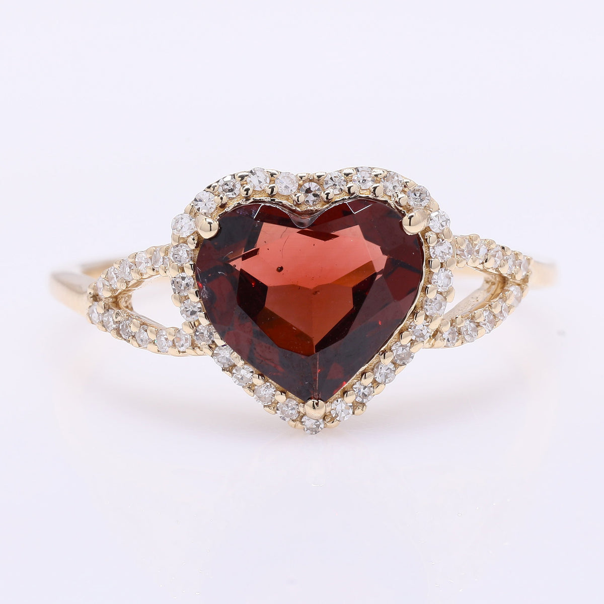 1.75 Ct Heart Mixed Cut Natural Garnet 14K Gold Ring