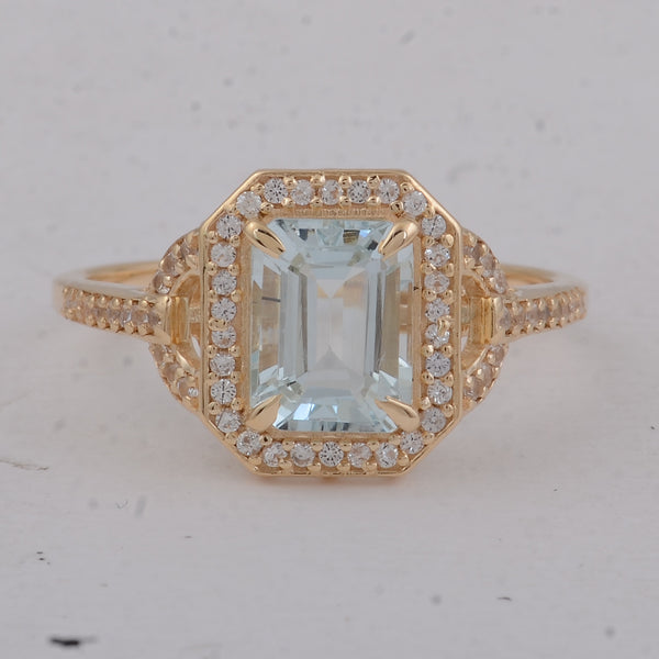 1.65 Ct Octagon Aquamarine 9K Gold Ring