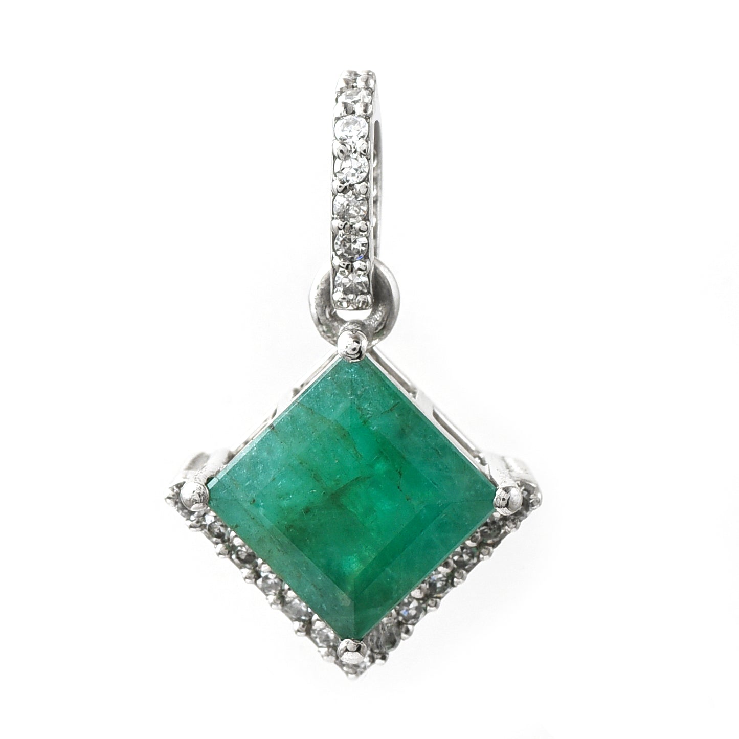 1.10 Ct Square Emerald 950 Platinum Pendant