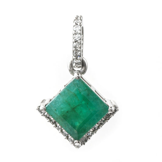 1.10 Ct Square Emerald 950 Platinum Pendant